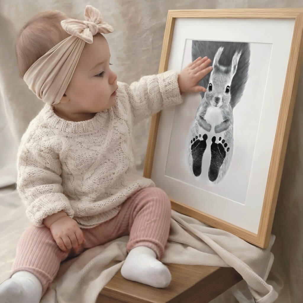 Kislány mókuskás baba talplenyomattal